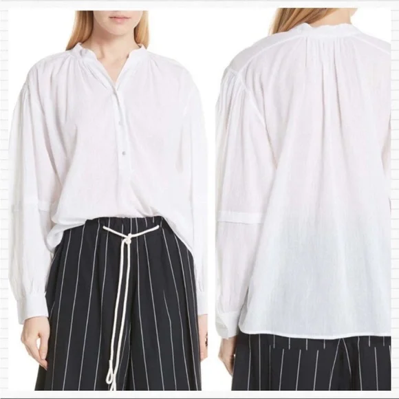 Vince White Crinkle Cotton Blouse - Picture 9 of 13